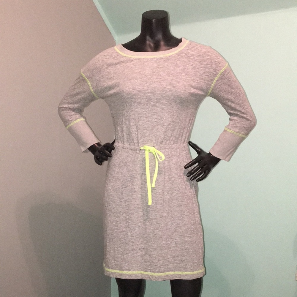 Mossimo 100% Cotton Heather Gray Neon Trim Sweatshirt Dress XS